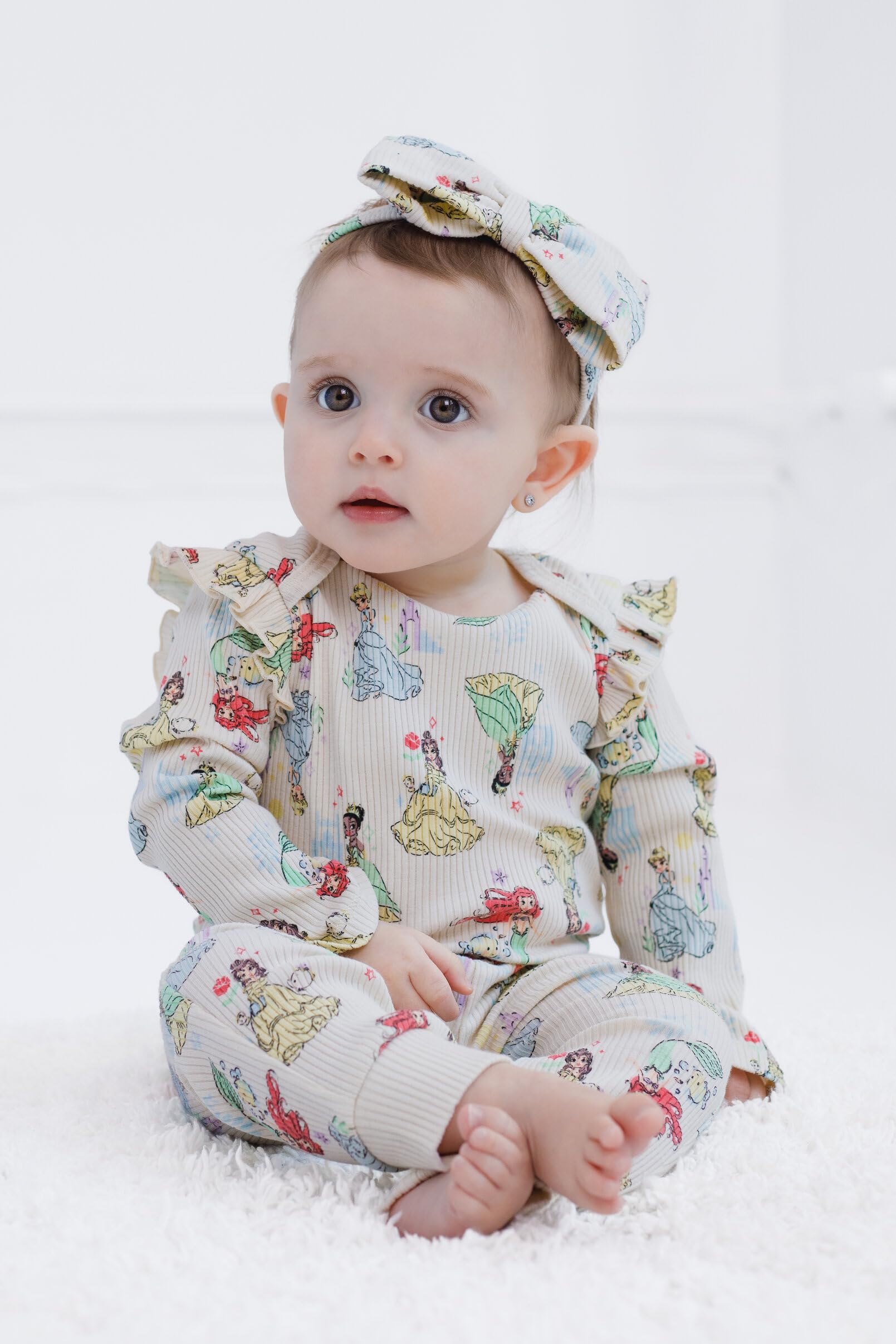 Disney Conjunto de 3 piezas para bebé y niña, pantalones de chándal y diadema, para recién nacidos a bebés (recién nacido - 24 meses)