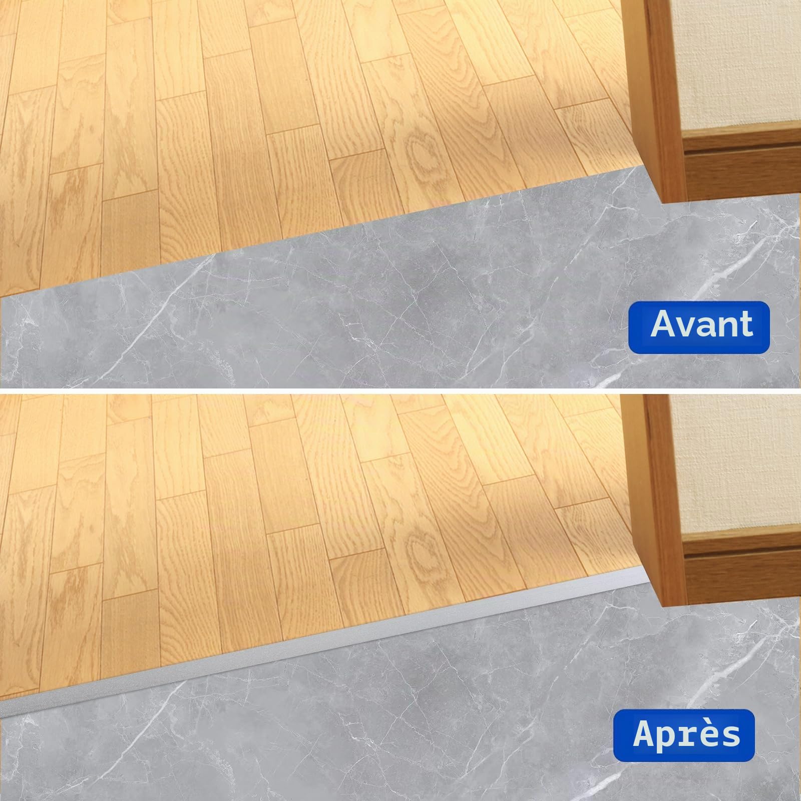 3pcs 2cm Bande de Transition en T Aluminium Barre de Seuil Métal Seuil de Porte Profil de Transition Bande de Transition Sol pour Les Espaces Entre les Carreaux,les Sols,0.9M Argent