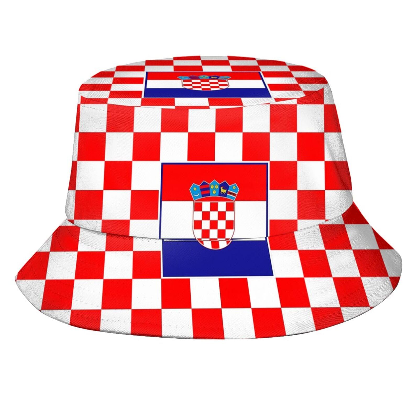 Kwqdozf Unisex Croatia-02 Croatia Bucket Hat Croatia Flag Fisherman Hat Croatian Bucket Hats Sun Hat For Fishing Hiking Camping