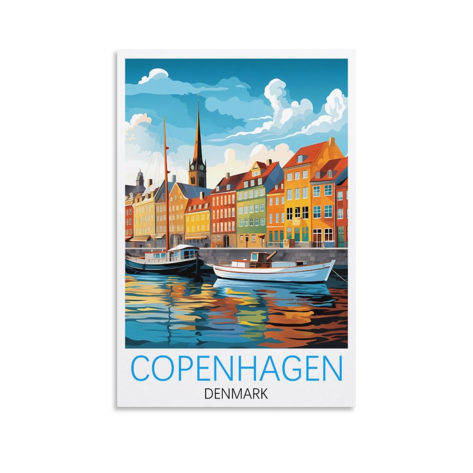 Copenhagen Denmark Vintage Travel Posters 12x18inch(30x45cm) Canvas Print for Living Room, Bedroom, Dorm, Home, Office Wall Decoration