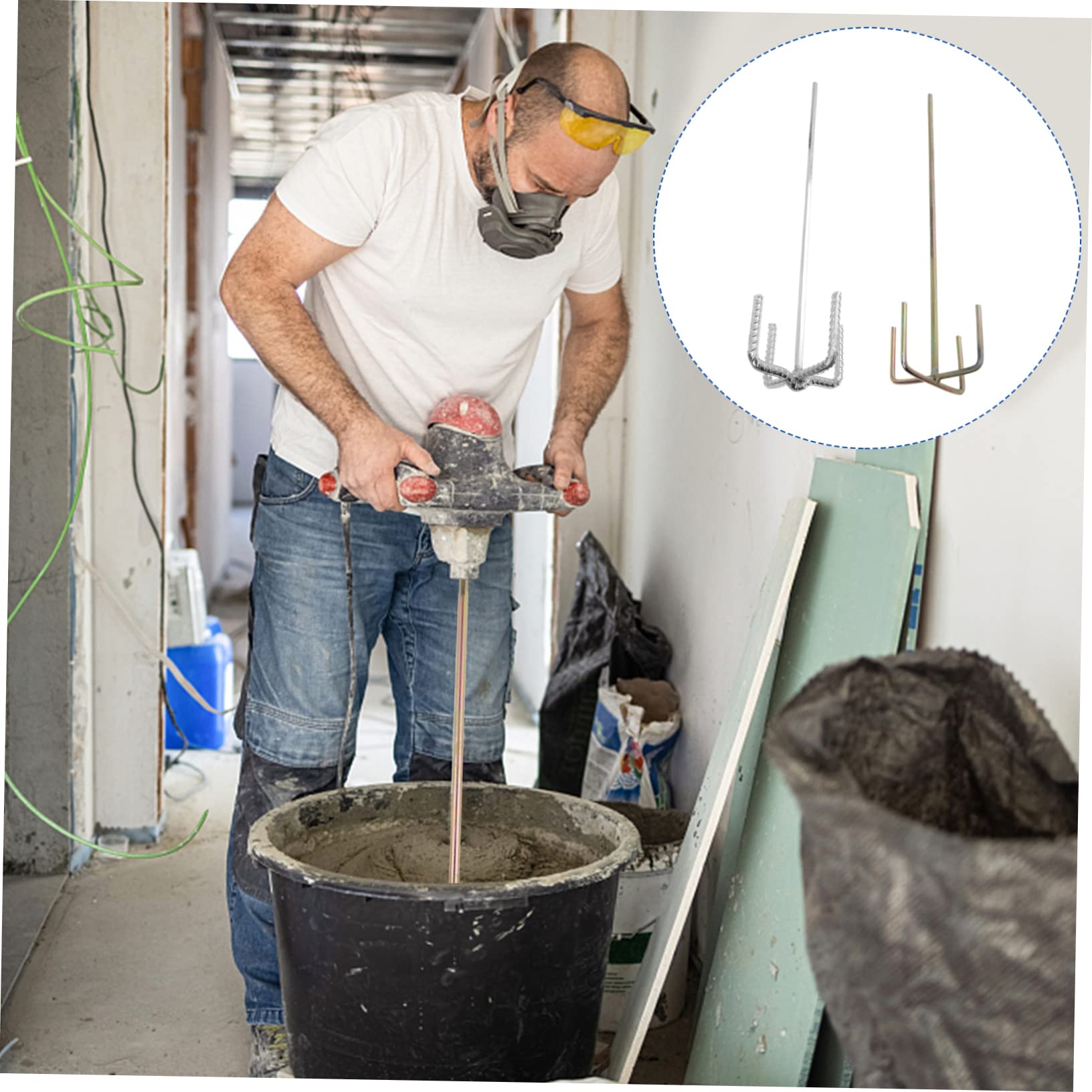 UKCOCO Varilla Mezcladora Hexagonal No Se Deforma ni Oxida para Taladro Eléctrico 2 Piezas Acero al Carbono Resistente Adecuado para Pintura y Mortero en Obras y Hogar