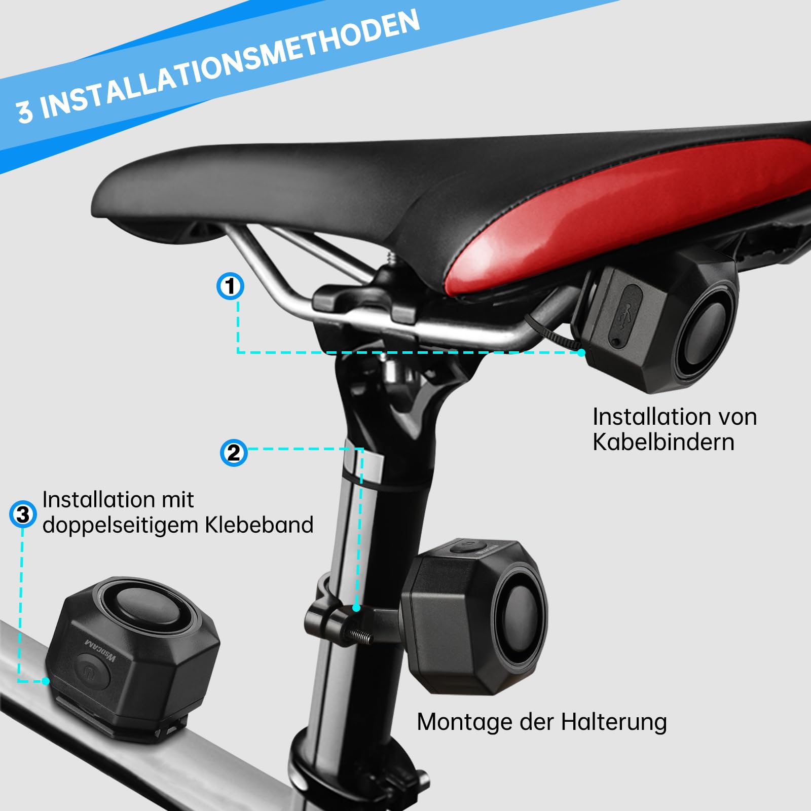 ZEXMTE Alarm rowerowy, 110 dB, antykradzieżowy, alarm motocyklowy, ładowany, z pilotem bezprzewodowym, system alarmowy pojazdu, akcesoria rowerowe, do motocykla, przyczepy, skutera, roweru