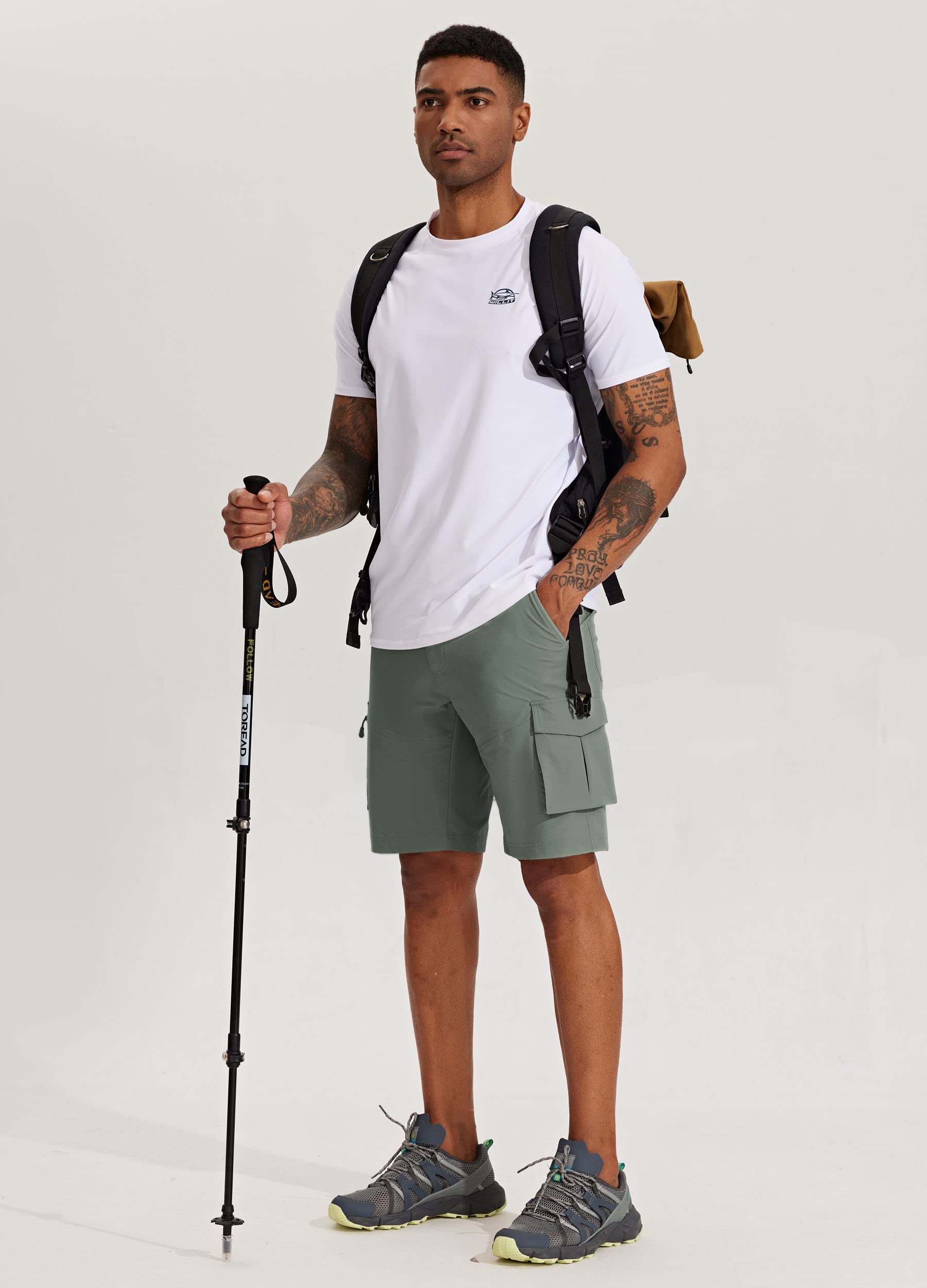 Willit Pantalones Cortos de Senderismo para Hombre, Estilo Cargo, atléticos, de Secado rápido, elásticos, Casuales, de Verano, con Bolsillos, 9 Pulgadas