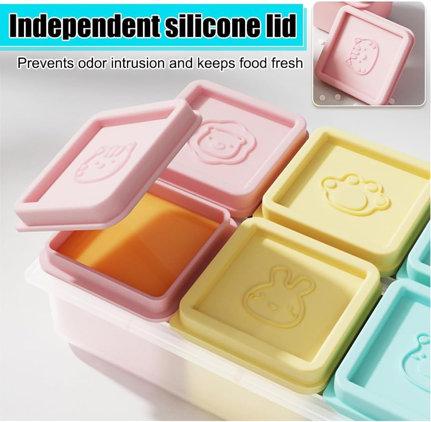 Silicone Freezer Tray with Lid, 6 Compartments, Single Ice Cube Tray, Multi-Purpose Freezing Container for Food, BPA-Free, for Freezing Soup, Sauce, Ice Cream, Milkshake, Snack, etc image 3