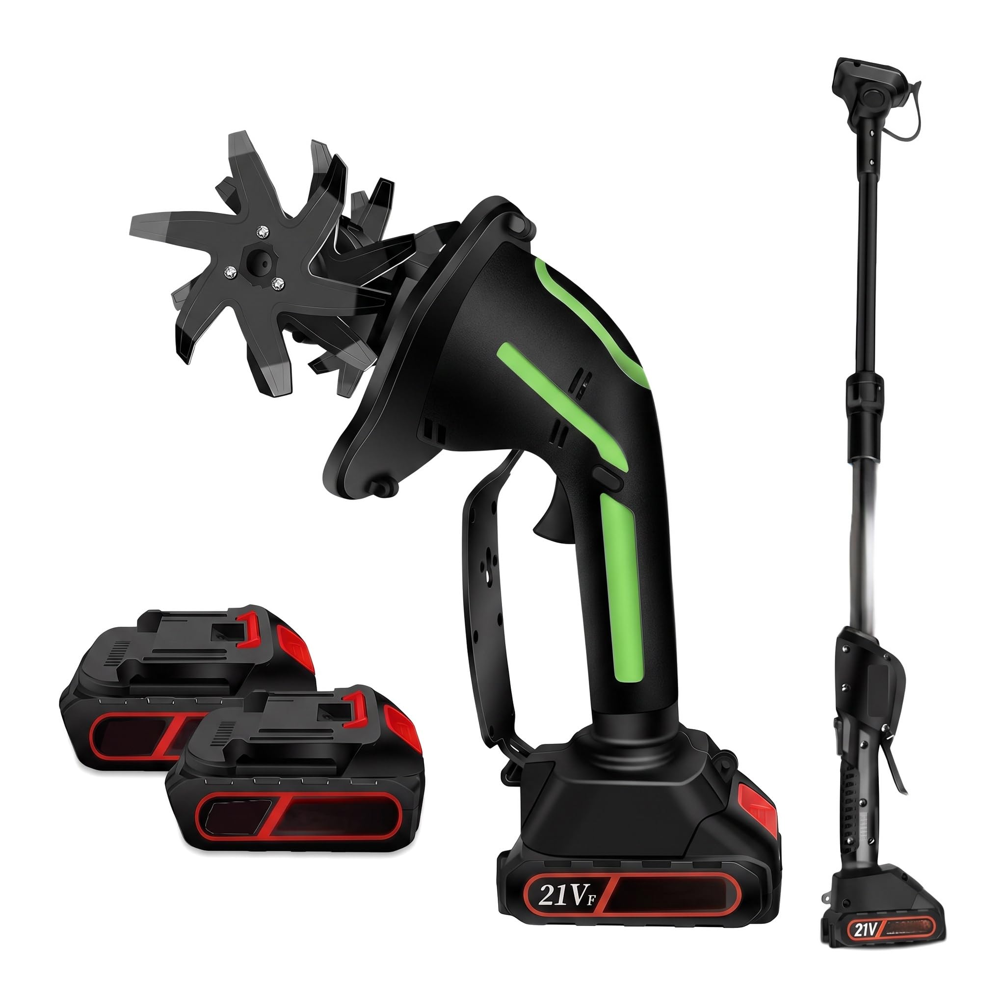 Motoculteur Et Cultivateur De Jardin sans Fil 2 en 1 Léger, Outil De Bêchage électrique à Batterie avec Rallonge pour Désherbage Et Tranchées Faciles