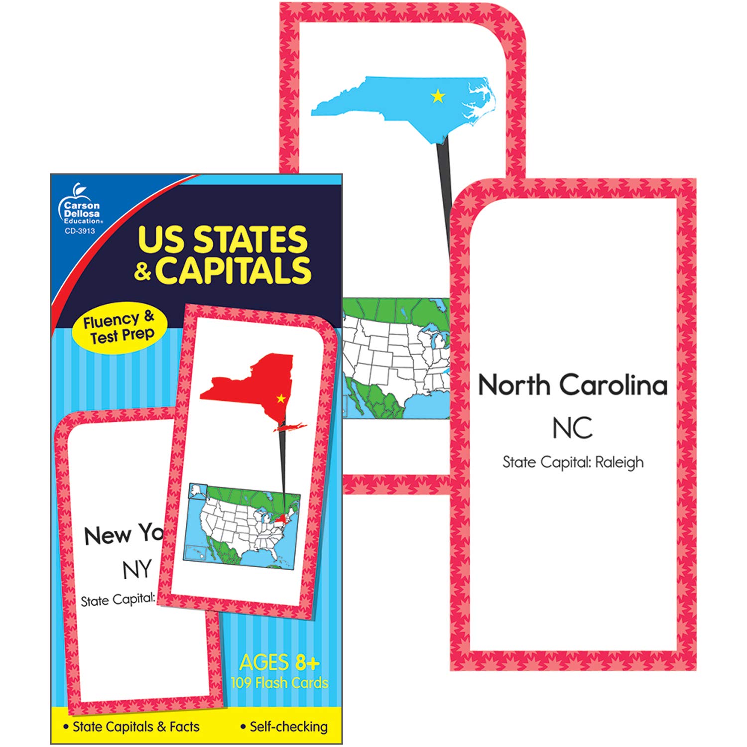 Buy Carson Dellosa States and Capitals Flash Cards for Kids Ages 8