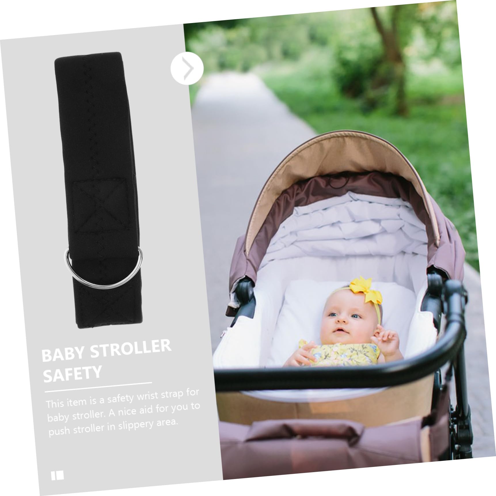 Cinghia da Polso di Sicurezza per Passeggino Bimbo Nero | Neoprene Anti-scivolo, per Carrello Spesa e Pushchair, Cinturino Funzione di Aiuto alla Sicurezza