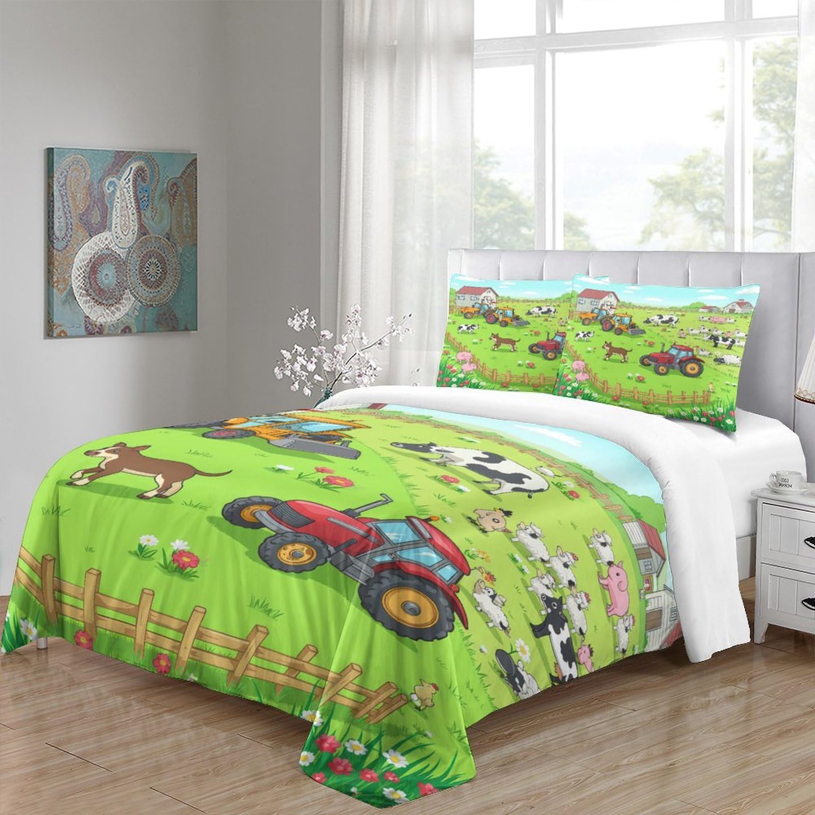 Bauernhof Kinder Bettwäsche Set Microfaser Cartoon Look