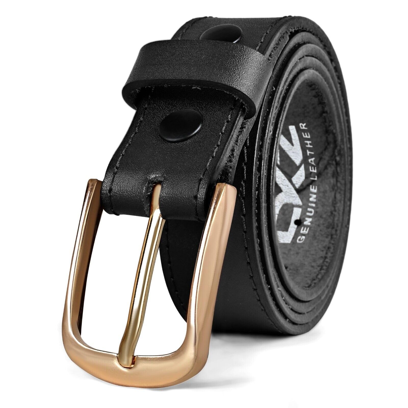 Daskz Leathers Men's Black With Box Leather Belts For Stitch Belt (100% Genuine) Black/Brown Waist Belt Sizes 30'' To 72'' With Regular Silver Buckle Perfect For Boys Gift,(Bkl-04) (, 34)