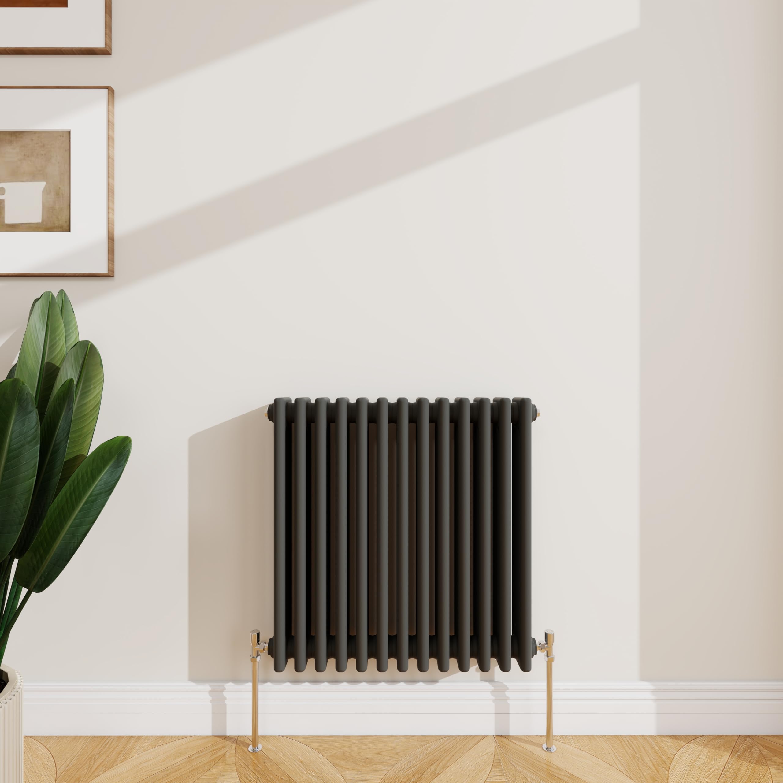 SLINE SANITARY 600x605mm Cast Iron Style Traditional 3 Column Horizontal Anthracite Central Heating Radiator