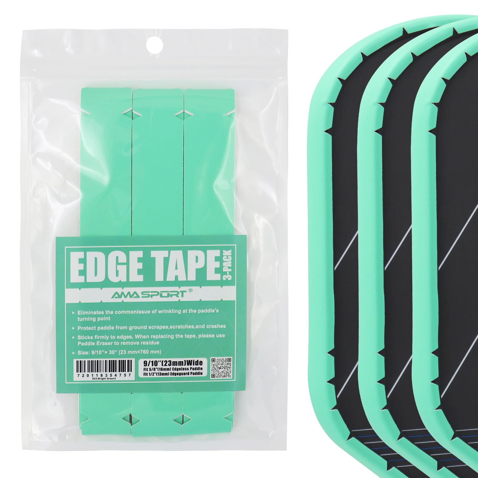 PICKLETECH Pickleball Paddle Protection Tape Bright Green - Paddle Head Edge Guard - Racket Edge Protection Tape -Fit Perfectly Curved Edge -No Wrinkling Pizzazz Contrasty Colors — image 1