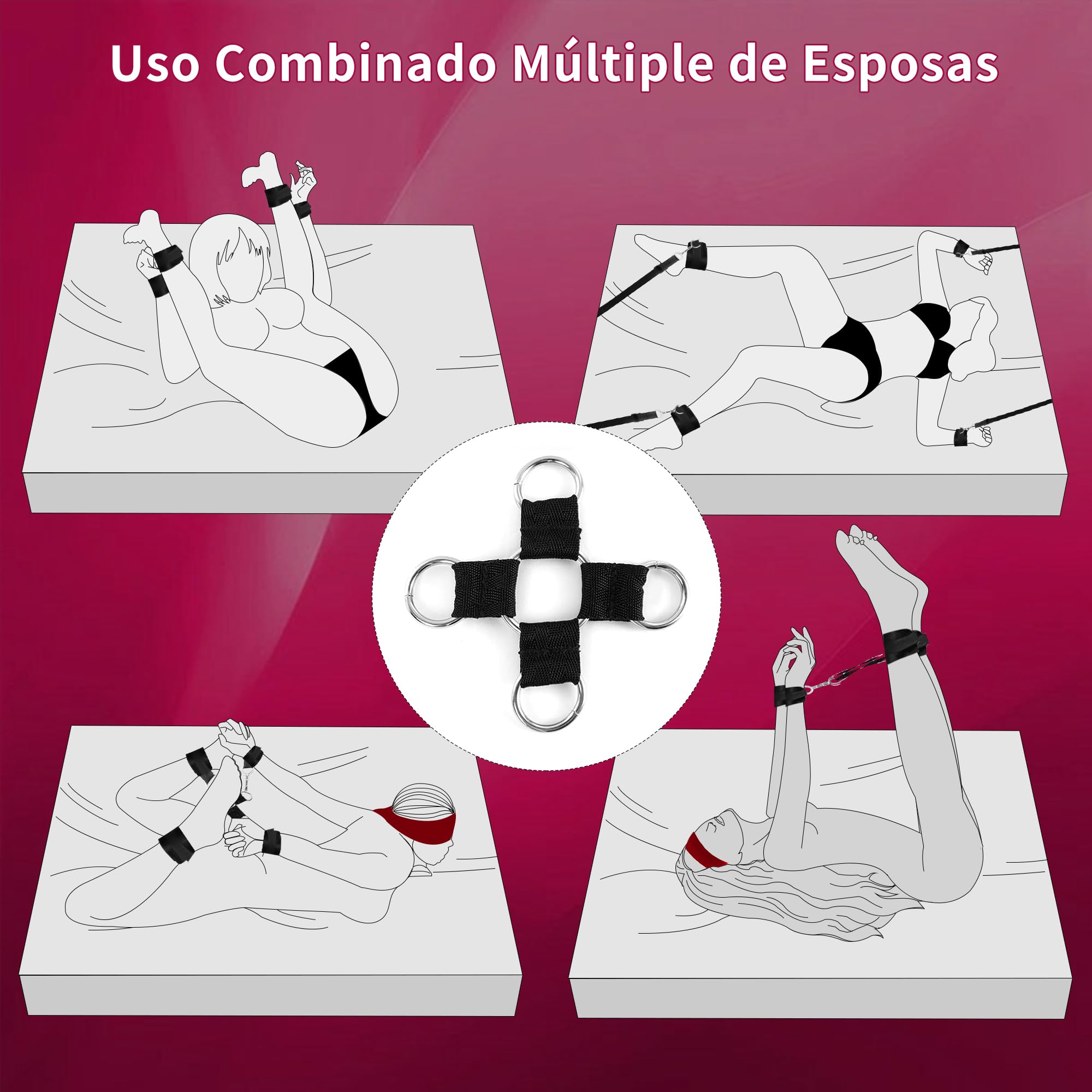 Juguetes Sexuales SM Ajuste Esposas Eróticos para Pareja juguetes Eróticos para Adultos juguetes Eróticos para Pareja Sexuales Hombre mujer set（Negro Tibetano）