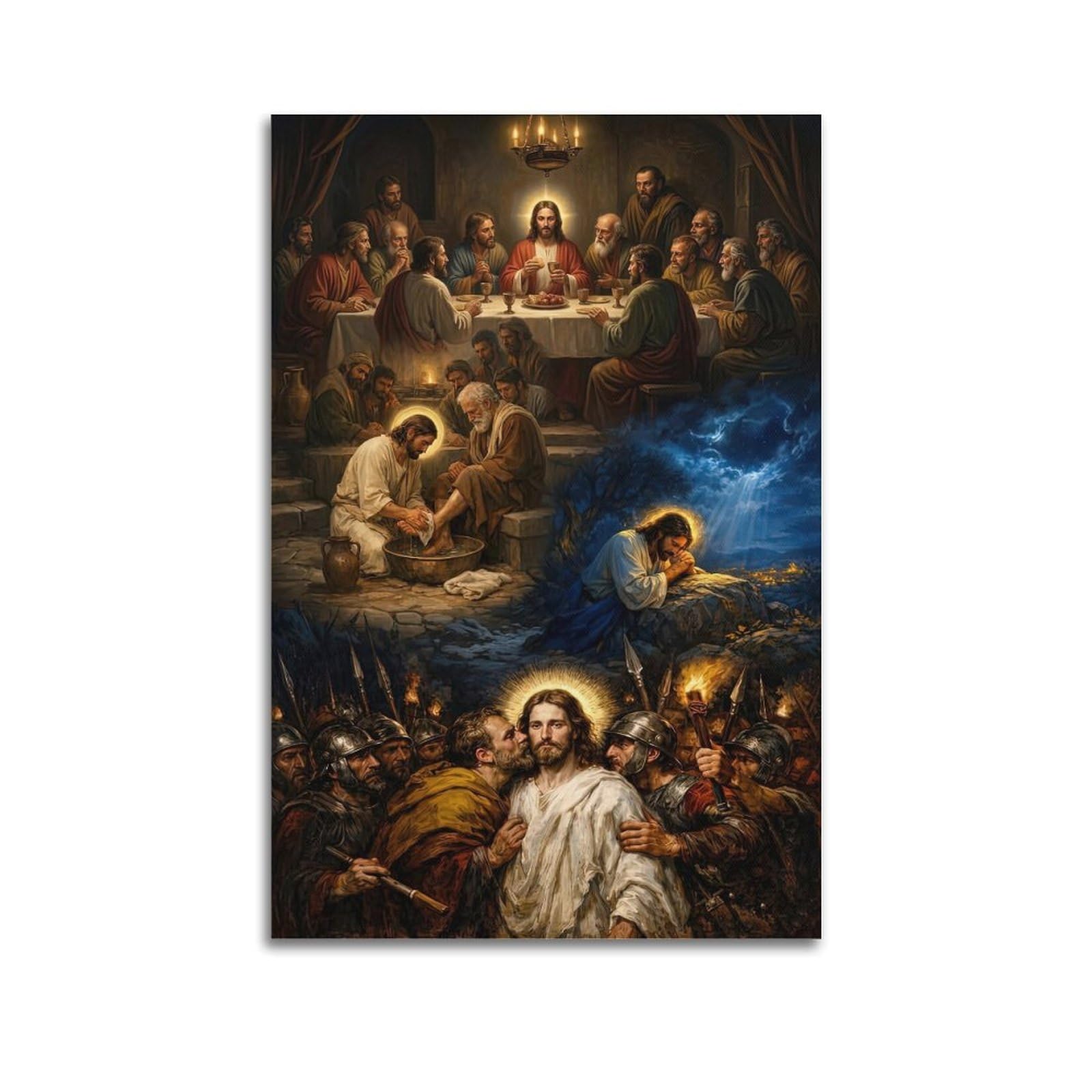 ESTE Christianity Jesus Last Supper Disciple Prayer Be Arrested Poster Decorative Painting Canvas Modern Art Picture 20x30inch(50x75cm)