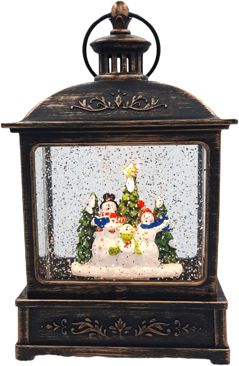 Gerson Lighted 8.5 Inch Christmas Water Lantern Snow Globe