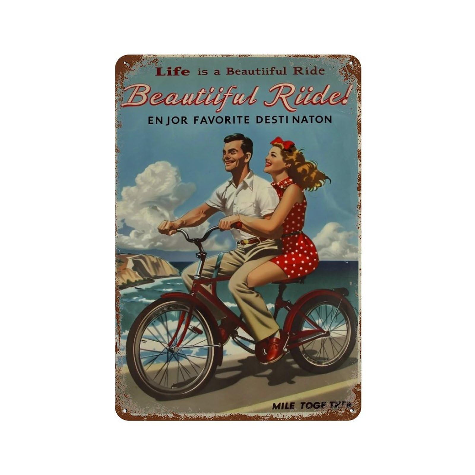 YHGERTKU Couple Tandem Bicycle 01 Wall Art Retro Iron Vintage Metal Tin Sign Poster Modern Decor for Living Rooms Gift 30x20cm