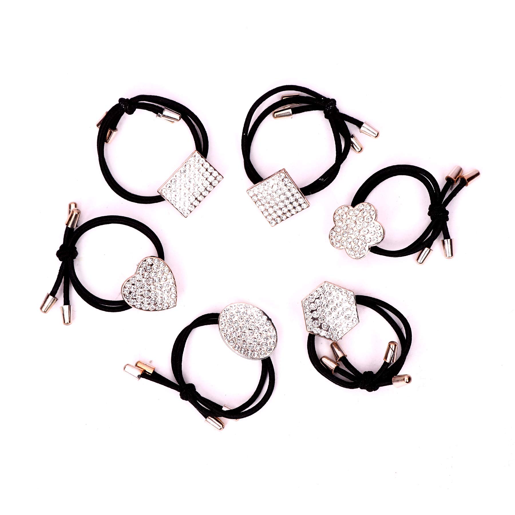 Rhinestone Ponytail Holders Hair Elastic Rubber Bands Ties Accessories for Girls/Women (Pack of 24)-image-27