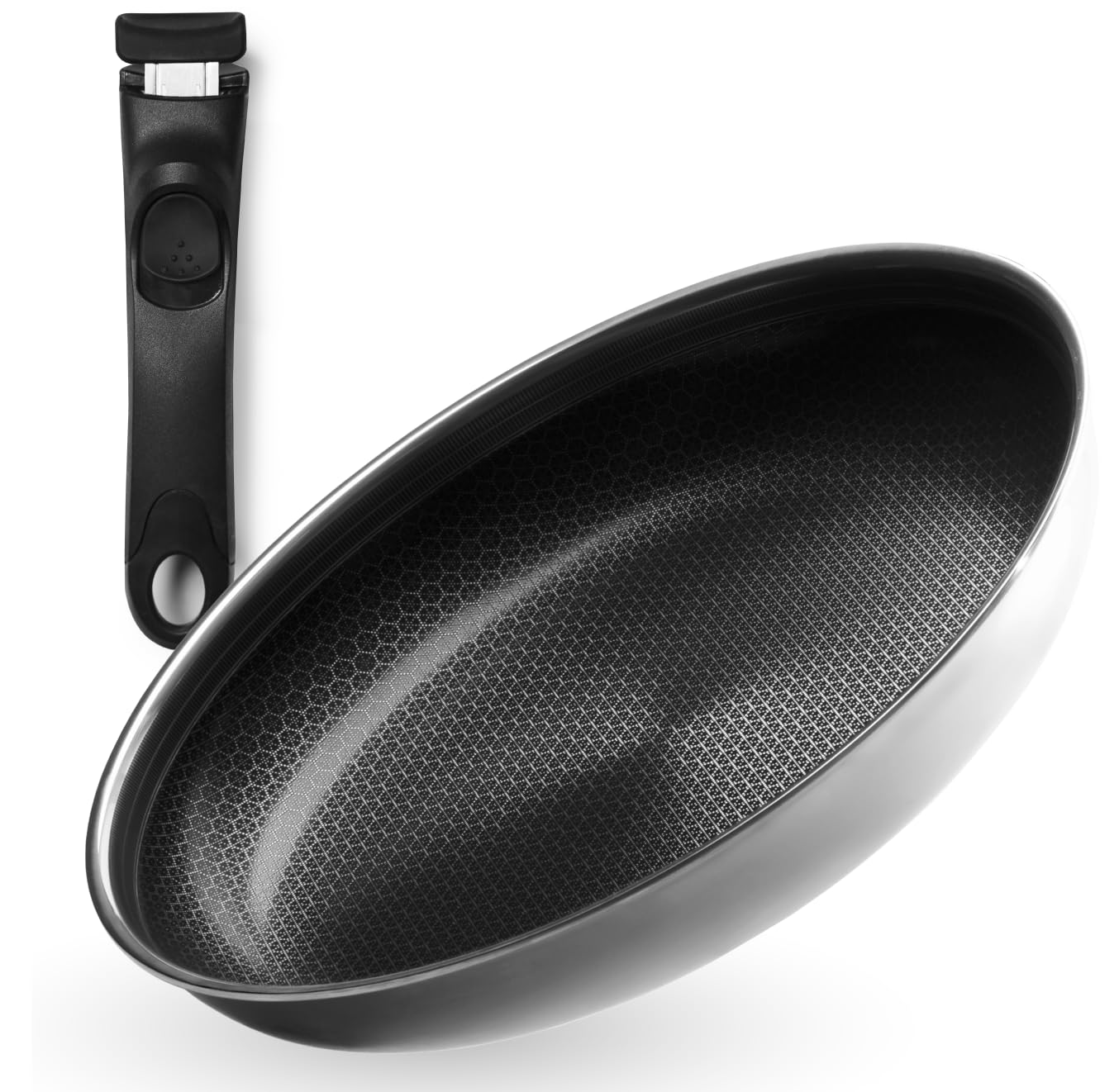 Poêle ONYX 24 Cm Avec Poignée Amovible - Compatible Induction, Four 260°C, Revêtement Anti-rayures Sans PFAS - Design Gain De Place
