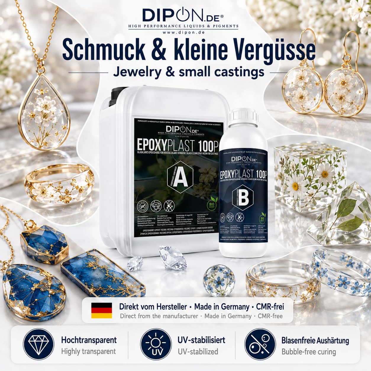 6,0 KG Epoxidharz 2K Epoxi Harz mit Härter Glasklar in Profi Qualität und geruchs- und emissionsarm. Epoxy Gießharz UV Stab. für Schmuck Holz Tisch Aquarium Terra Formenbau GFK Bodenbeschichtung
