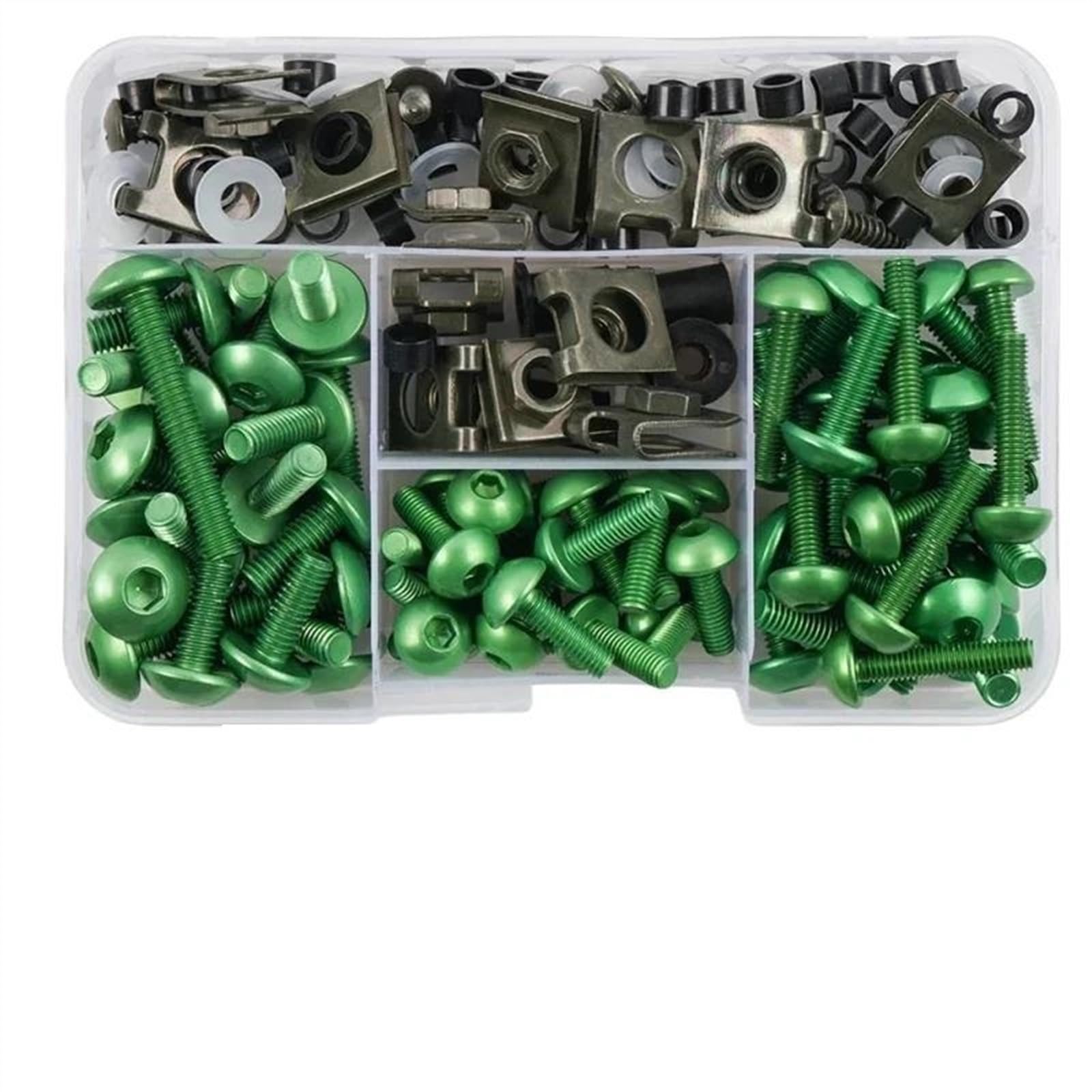 177pcs Fairing Bolts Screws Body Nuts For Z750 Z900 Z1000 Z800 For Versys 650 Er6n For Ninja 400 300 Z1000sx CNC Alloy(Green)
