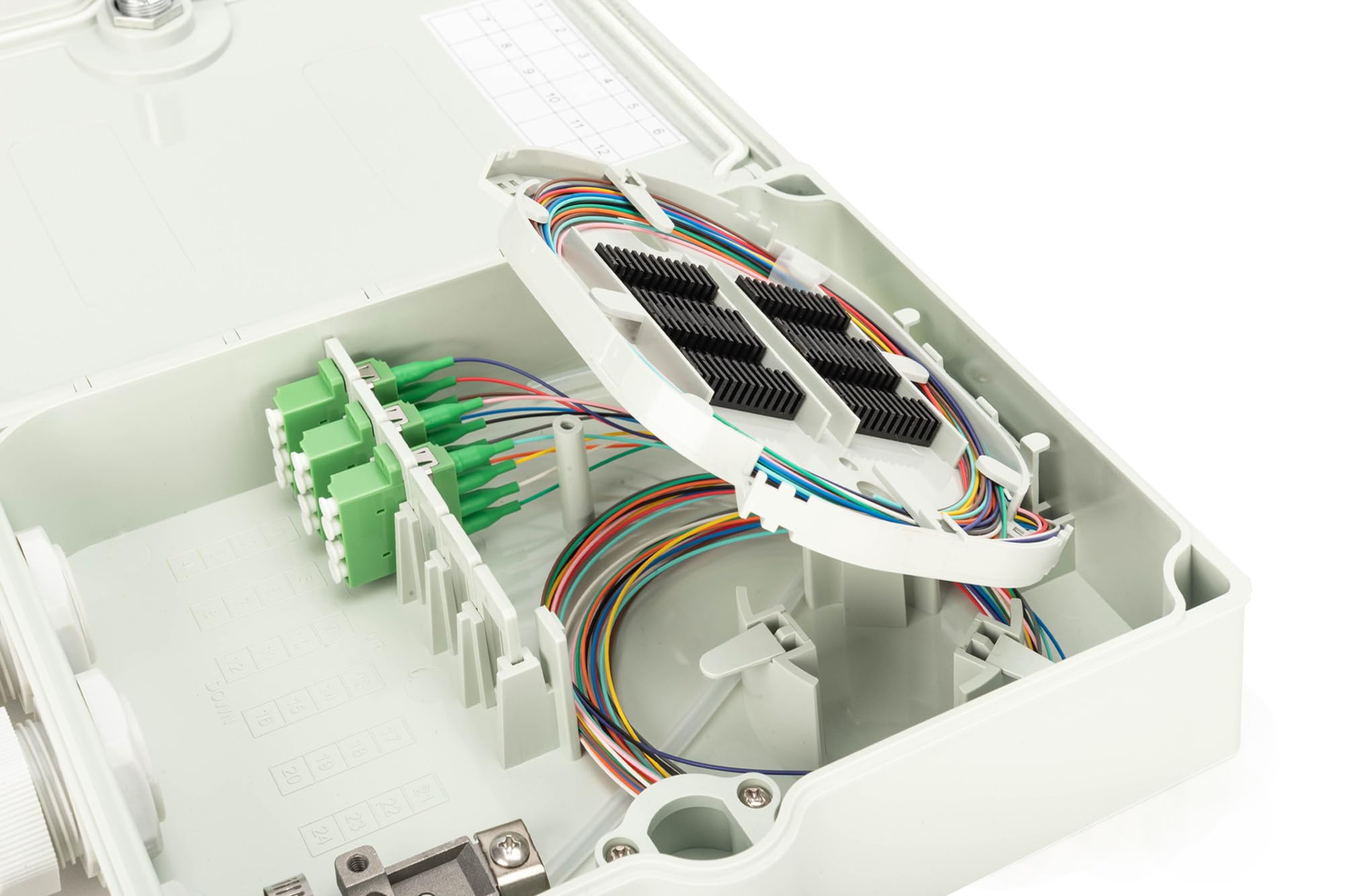 DIGITUS Carcasa de conexión de fibra óptica – OS2-3 adaptadores LC/APC cuádruples premontados – 12 fibras – FTTH FTTB – para interior y exterior – IP65 - Gris