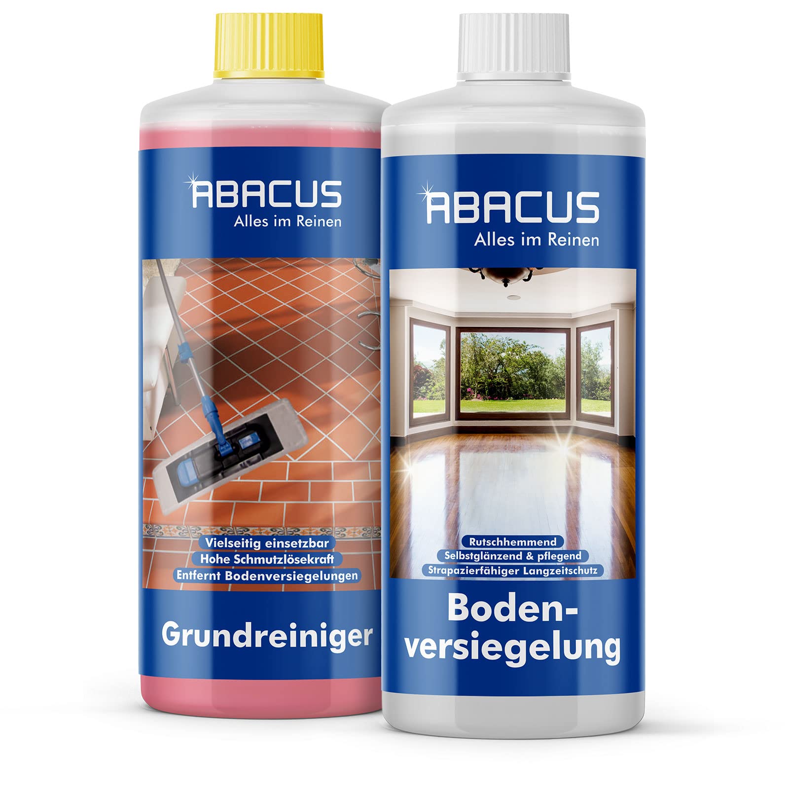 ABACUS® Sigillatura e detergente di base, sigillante laminato, parquet, sigillante in PVC, detergente per pavimenti, sigillatura e pulizia Set S (7818)
