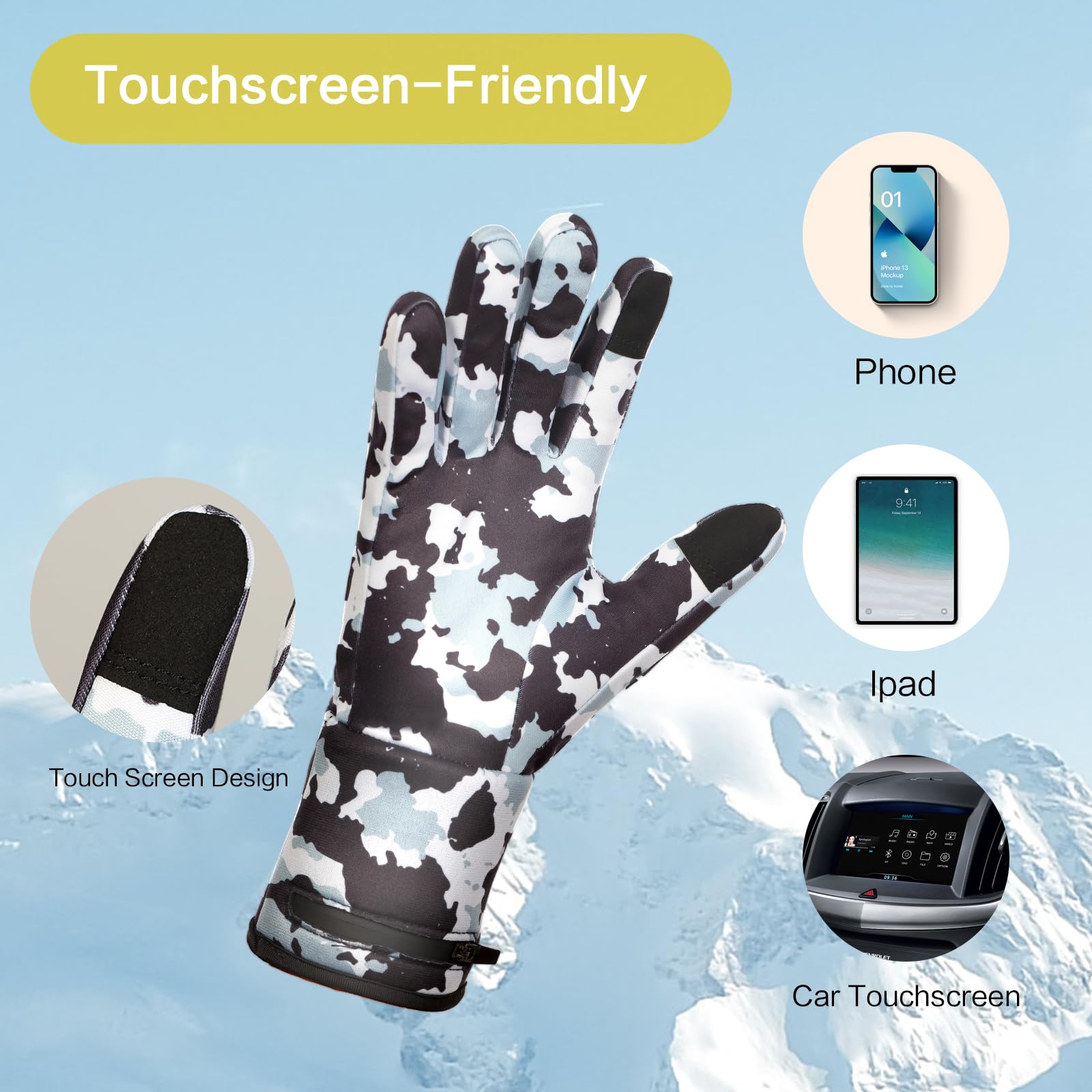 WEIVIOQ Guanti Riscaldati Sottili, Elettrici Ricaricabili con Batteria per Uomo e Donna. Fodere Invernali per Artrite, Raynaud, Ciclismo, Sci, Snowboard ed Escursionismo