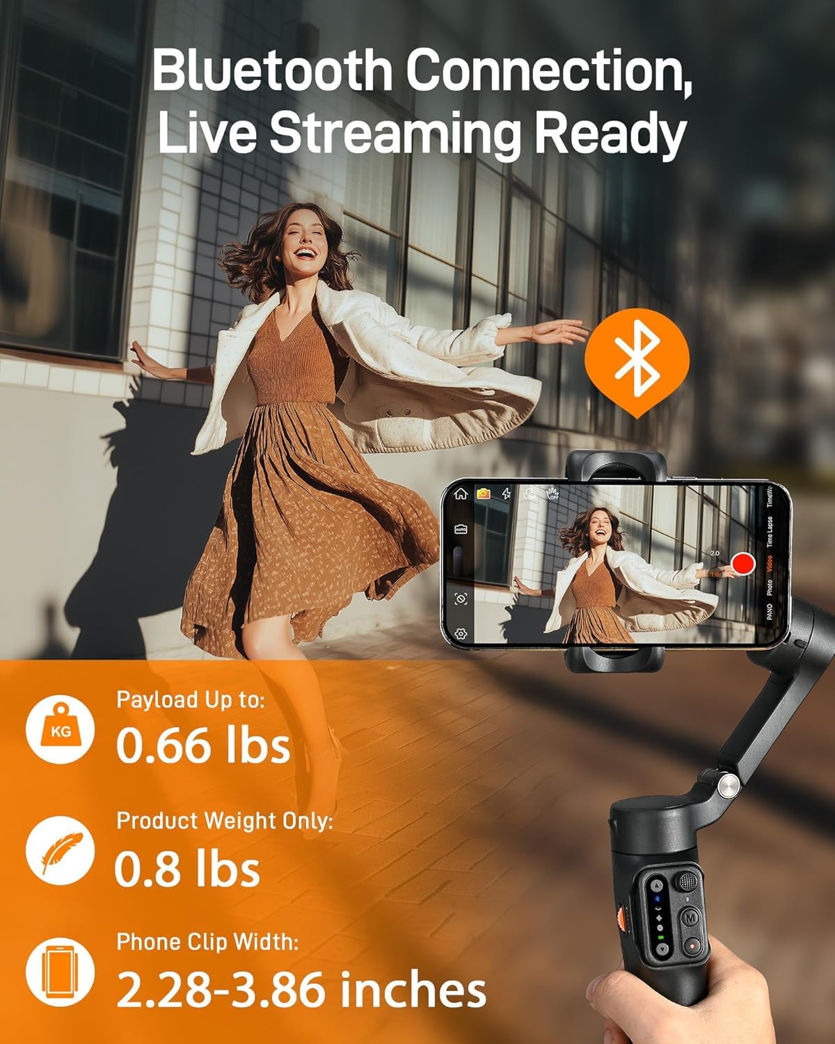 hohem iSteady X3 SE - Stabilizzatore cardanico per iPhone, stabilizzatore per telefono con telecomando staccabile, portatile, pieghevole, a 3 assi, per Android e iPhone 16 15 Pro Max, ideale per