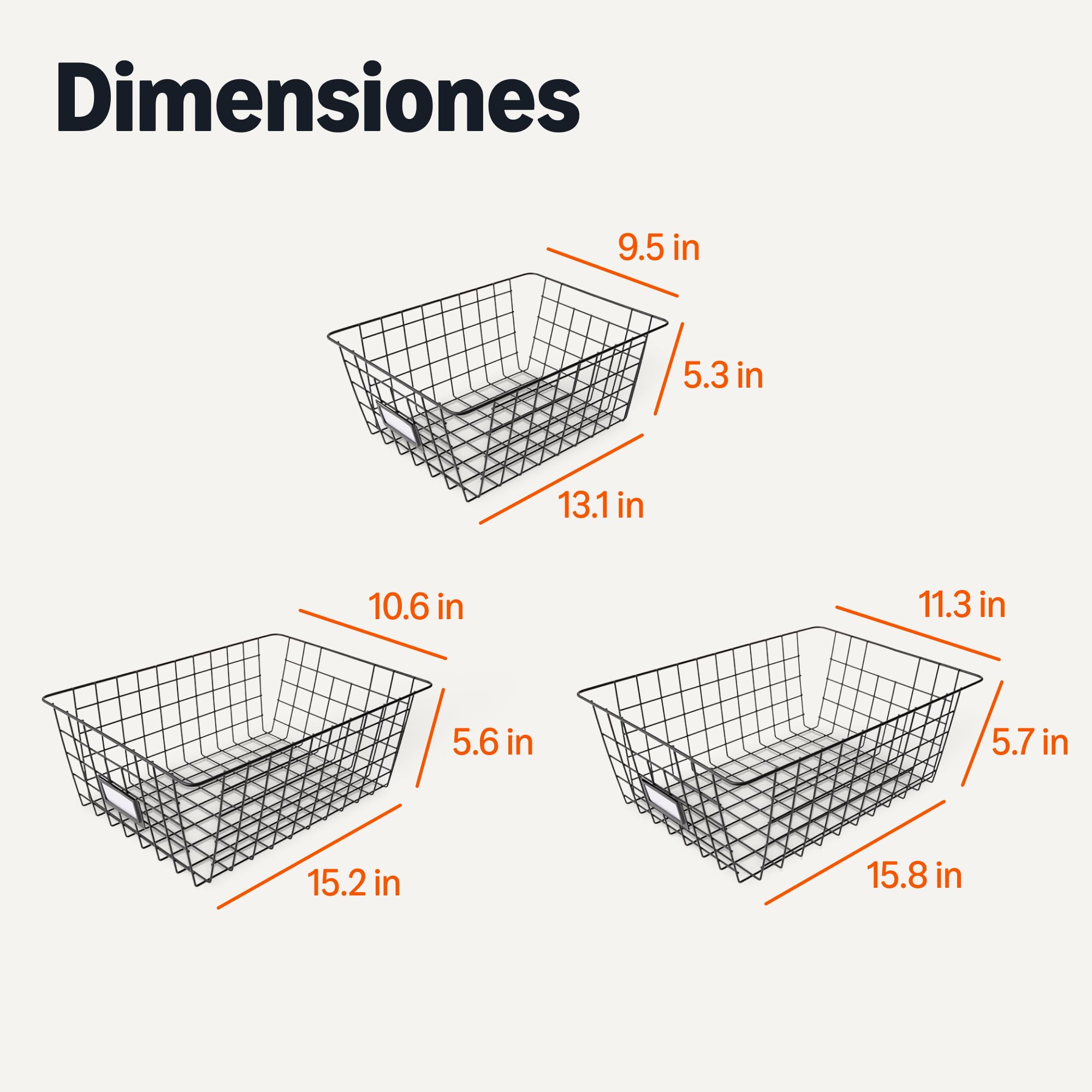 Amazon Basics - Cestas de almacenamiento de alambre para organizar, paquete de 6, pequeño, Negro