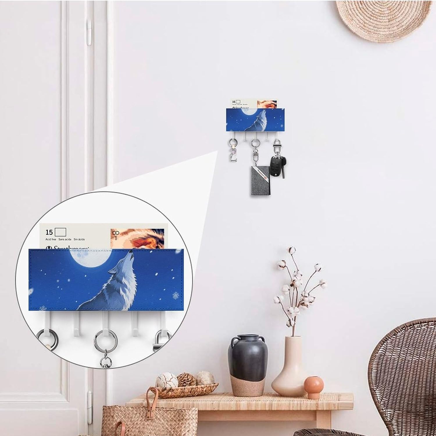 Wolf Key & Mail Holder Wall Mount with 5 Hooks image 4