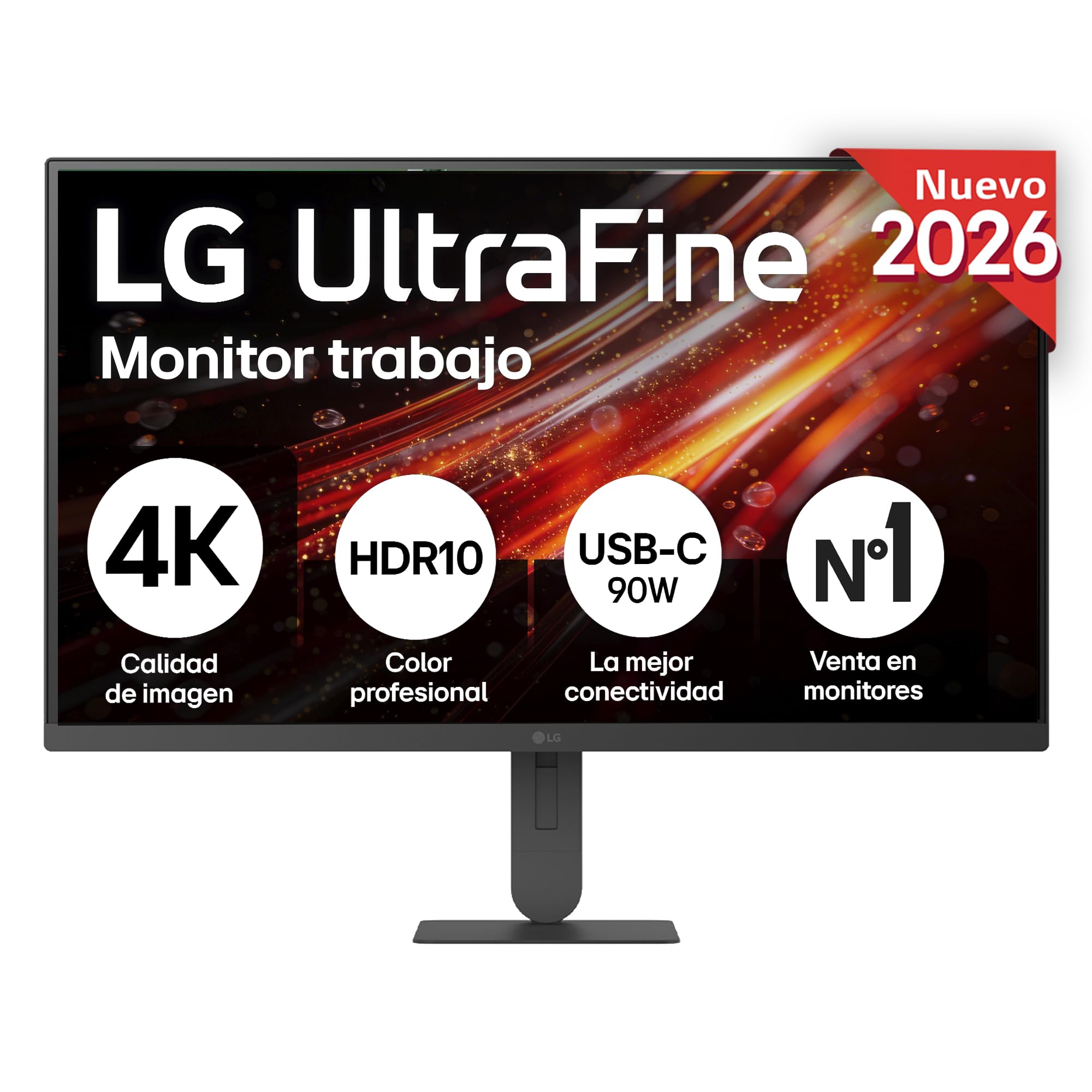 LG 32U720A-B - Monitor Ultrafine 31,5'', VA QHD (3840 x 2160), USB-C 90W, Inclinación (Eje Horizontal) / Altura/Giro (Eje Vertical) / Pivotable, DCI-P3 90%, HDMI 2, DP 1.4, 5W x2, Negro con Textura