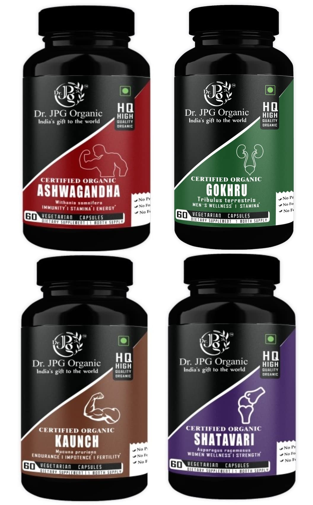 Dr. JPG Organic Gokhru Ashwagandha, Kaunch Shatavari Cap.for Mens Wellness / 60 Veg. Capsules in each bottle/INDIA Orgnaic Certified. (B0BPYDY4CW) Amazon Price History, Amazon Price Tracker