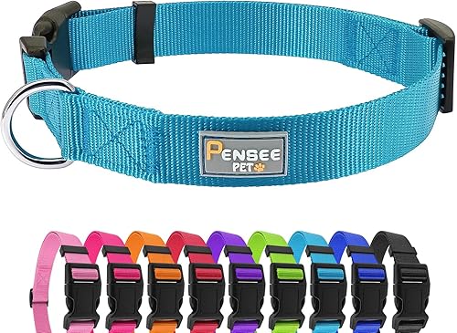 Miniatura 5 de Collar de perro rojo básico ajustable para cachorros, perros pequeños, medianos y grandes, con collar de nailon transpirable de liberación rápida