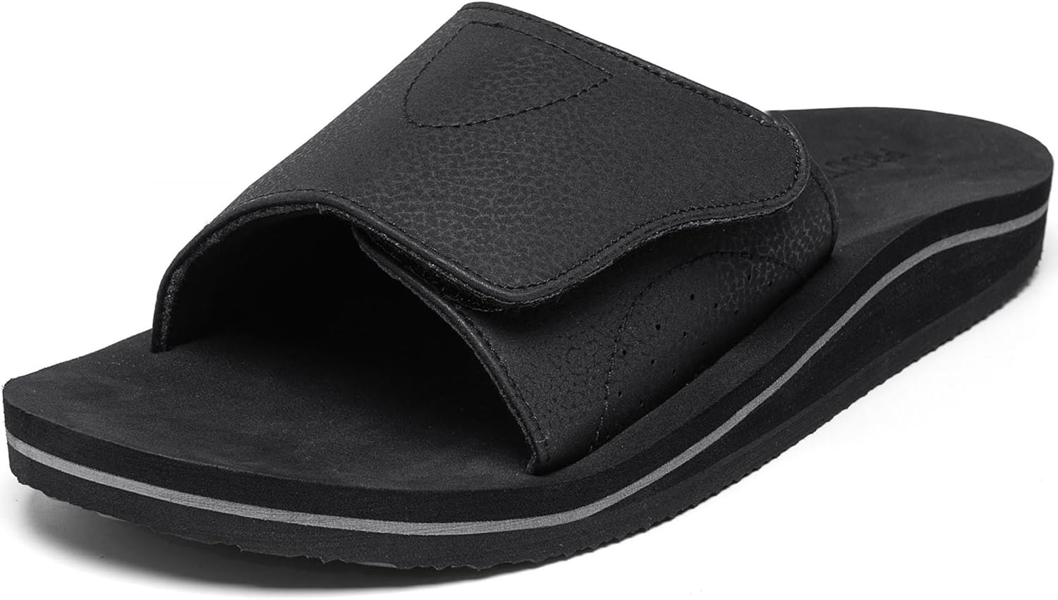 Men’s Wide Slide Ergonomic Sandals Fully Adjustable Strap & Comfort Fit Orthotic Arch Support Athletic Sandals with Soft Cushion Footbed