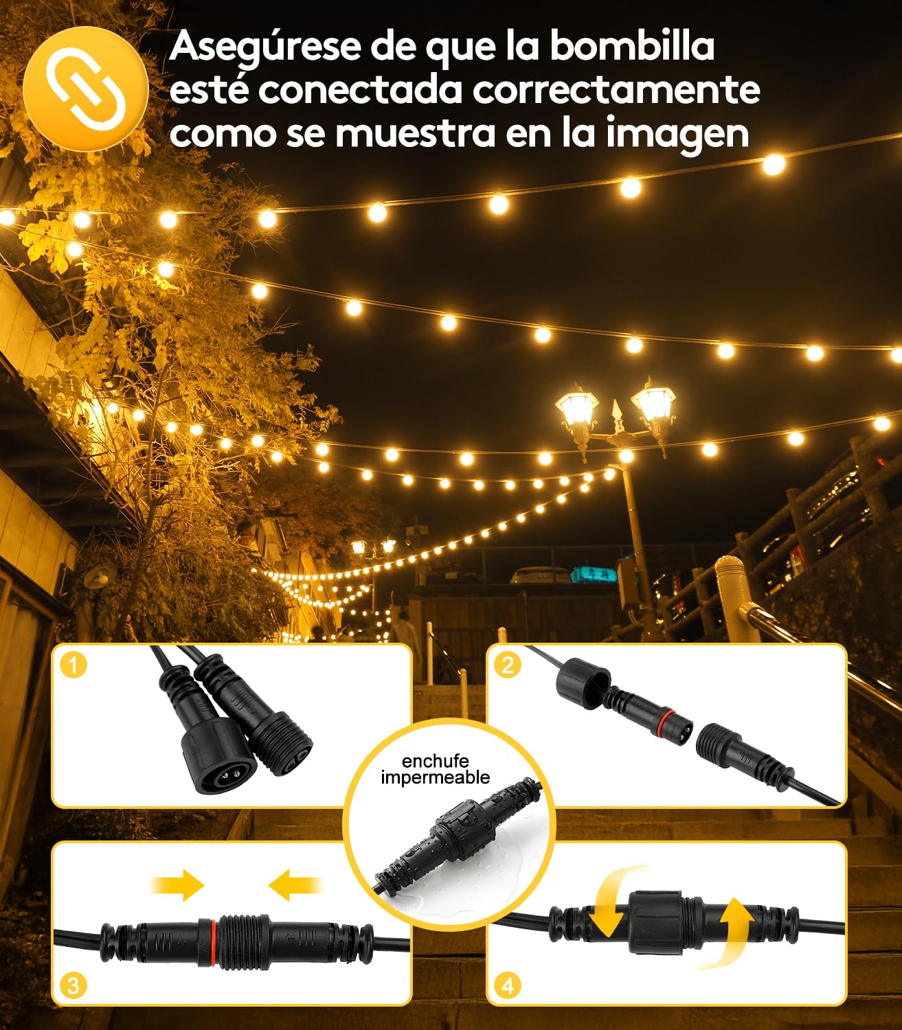 LED Luces Exterior Jardin Guirnalda - Exteriores Guirnaldas 30M G40 100ft Bombillas Luz para Terraza Decoracion Patio Decorativas Iluminacion Cadena Outdoor Lights Garden Impermeable
