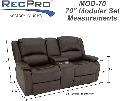 Miniatura 20 de RecPro Charles Collection sofá doble de 67 pulgadas con respaldo reclinable para caravana o cámper, mueble, sillón doble