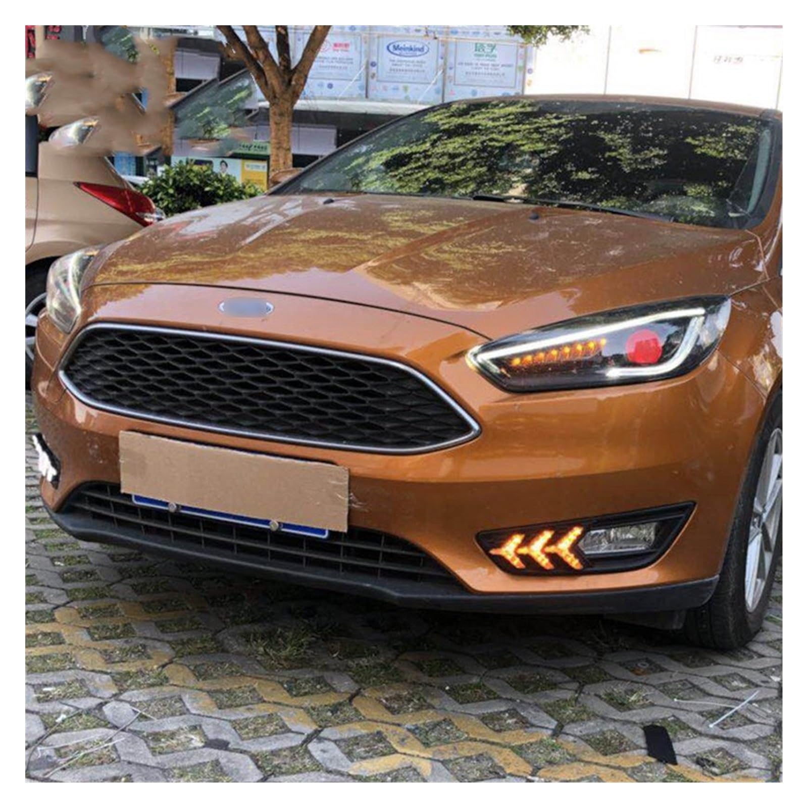 Fendinebbia Auto LED DRL 12V Luci Diurne Per Focus 2015 2016 2017 2018 Indicatori Di Direzione Gialli Luce Di Marcia Diurna Lampada Fendinebbia Per Auto