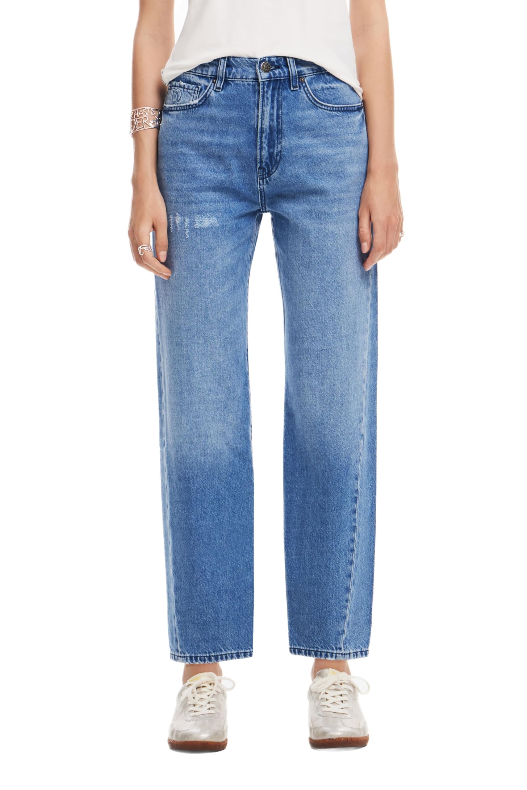 Desigual Pantalón Vaquero Largo para Mujer Jeans, Azul, 36