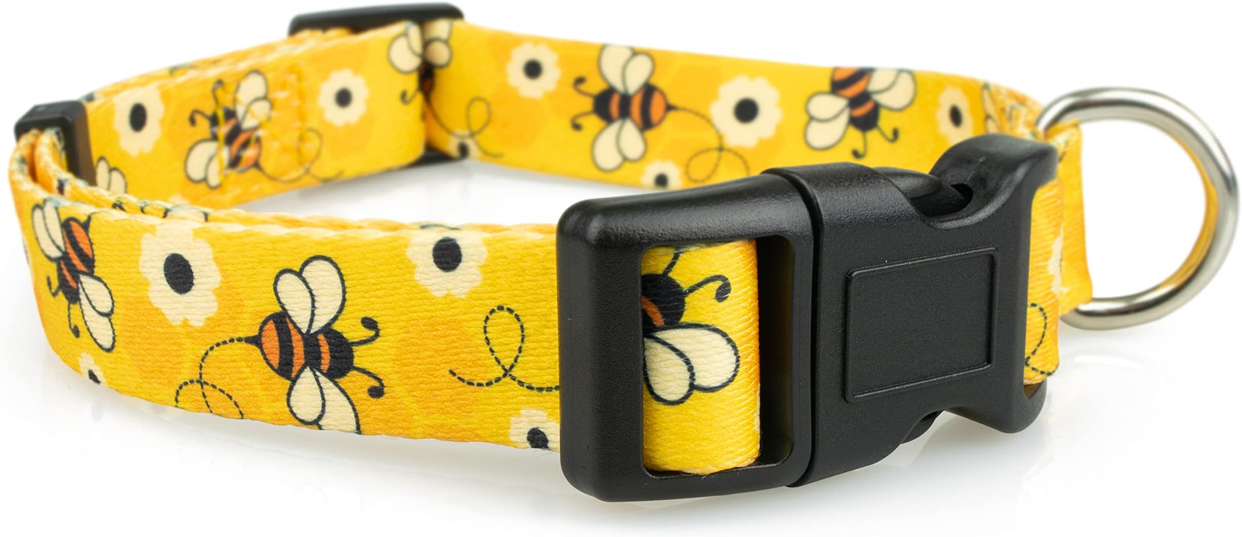 Limeloot Bees Dog Collar, Adjustable Dog Collar for Male and Female Dogs, Neck Size 16-26", Large
