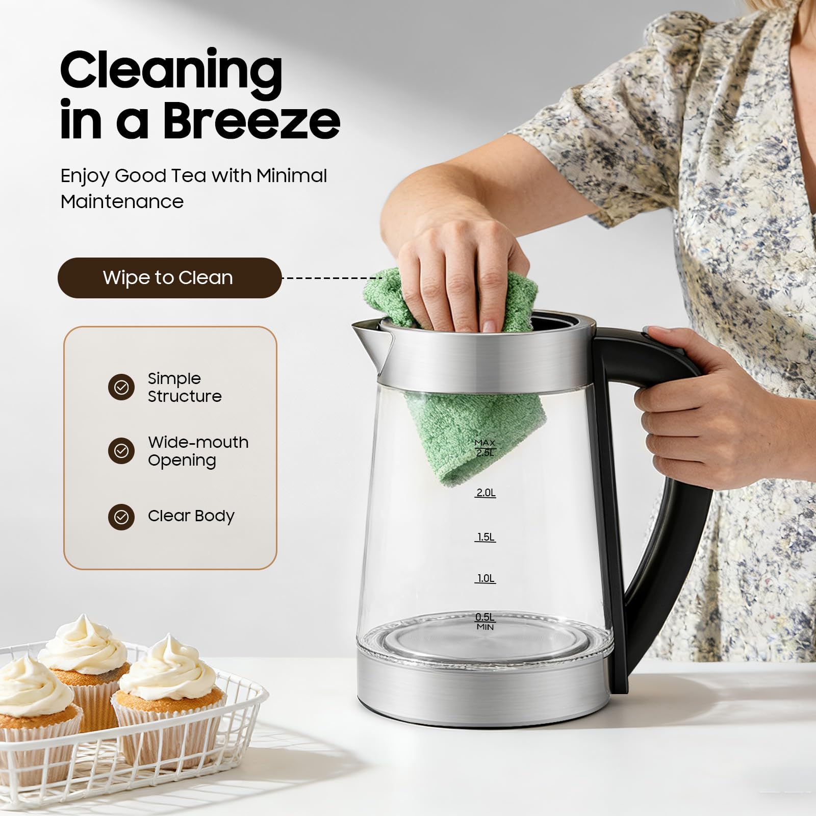 2.5L Teekocher Elektrisch, 1500w Türkischer Teekocher, Caydanlik Elektrisch，Großer Wasserkocher And Kleine Teekanne For Trockenmilch, Weißem Tee, Grünem Te