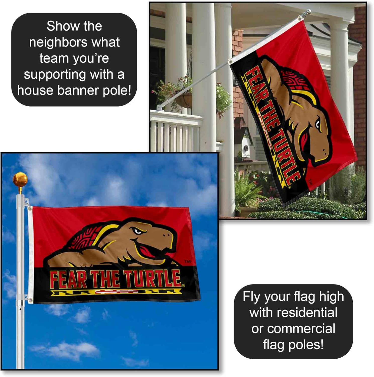 College Flags & Banners Co. Maryland Terrapins Fear The Turtle Flag