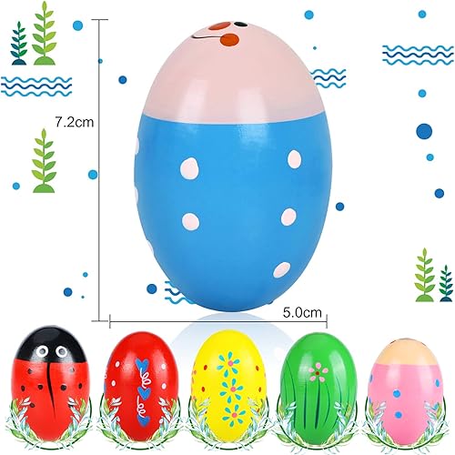 Miniatura 4 de VAPCUFF Juguetes para niños de 1 2 3 4 años de edad, Maracas de madera musicales huevos de Pascua cesta de Pascua para niños pequeños cumpleaños
