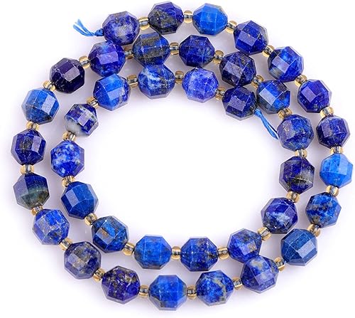 Miniatura 5 de JOE FOREMAN Cuentas de piedra natural de lapislázuli real facetadas a mano con bicono de 0.315 in para hacer joyas para adultos, hebra completa de