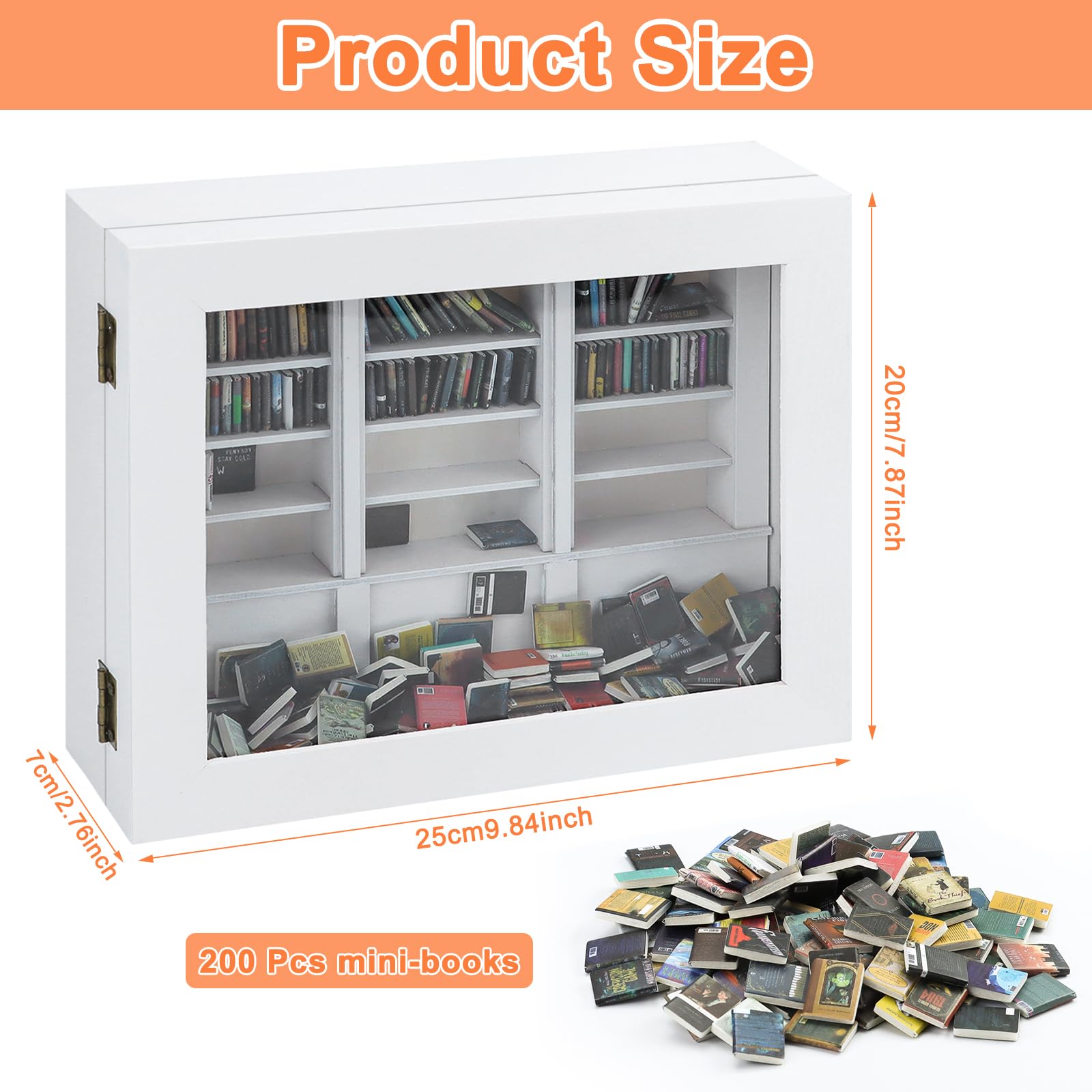 Bibliothèque pour l'anxiété, Meuble miniature créative pour maisons de poupées en bois, cadeau anti-stress pour les amoureux des livres, ornement décoratif (Blanc)