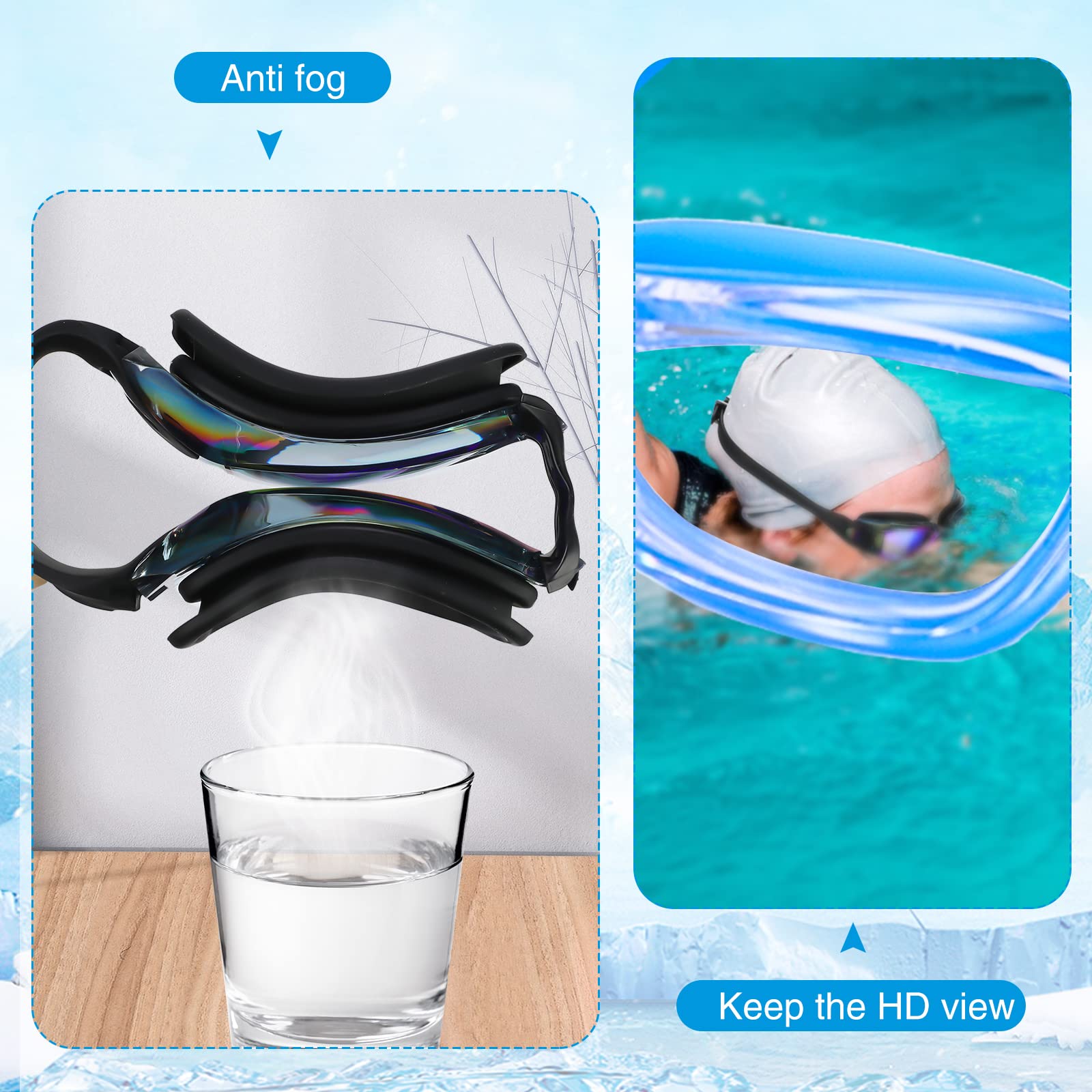 Treela 10 gafas de natación de silicona antivaho sin fugas para adultos (estilo vívido)
