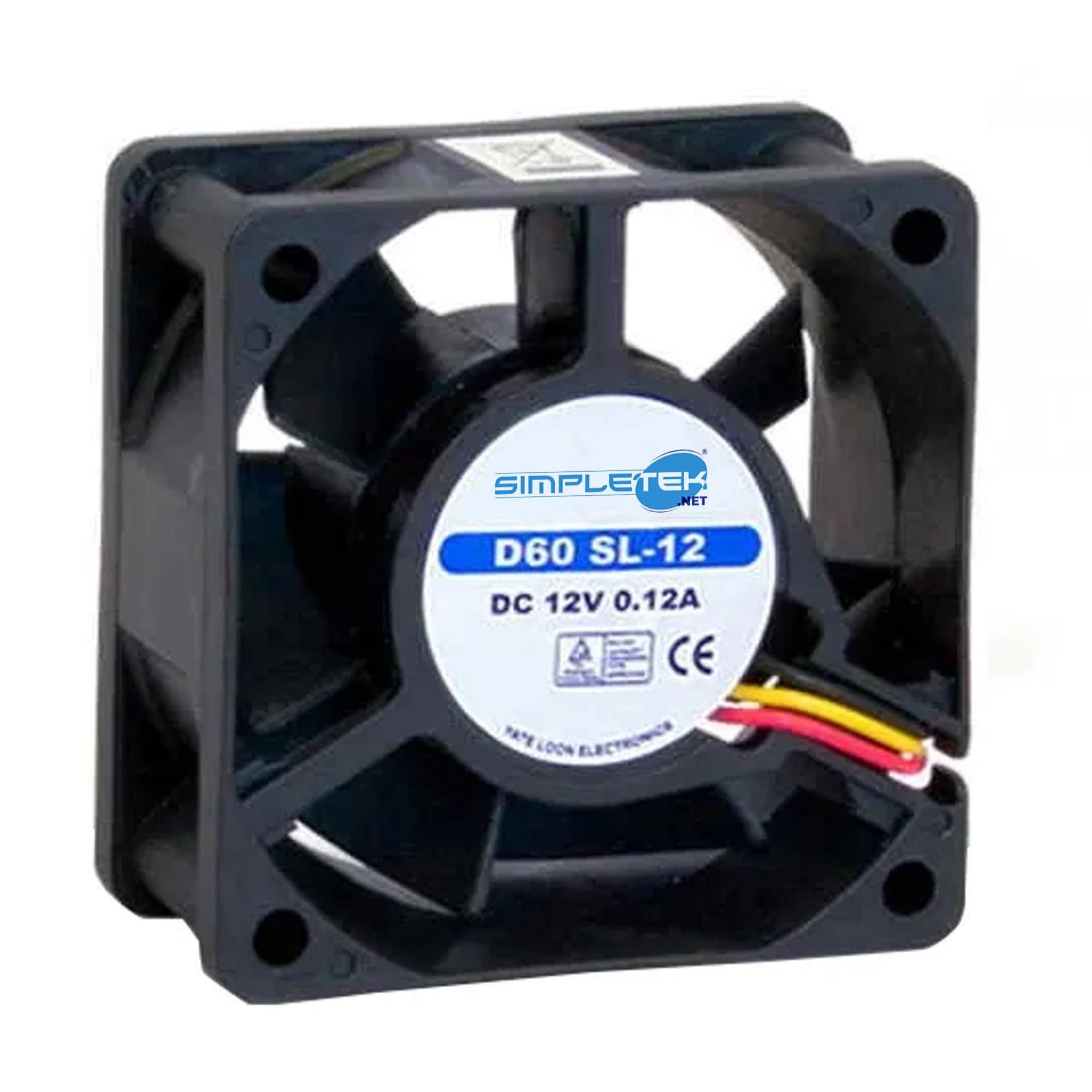 Ventilador D60 SL-12 AF-0625S Simpletek de 60 mm 3 pines sin LED negro 3
