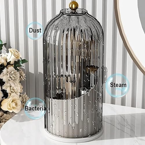 Miniatura 3 de LELEBEAR Soulona Organizador de maquillaje, Soulona Elegante organizador de maquillaje giratorio de 360, soporte para brochas de maquillaje cubierto