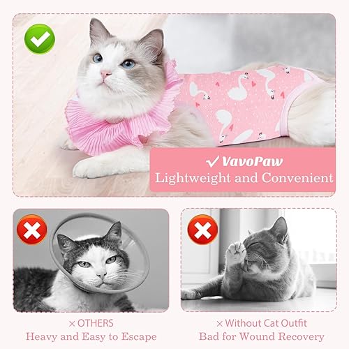 Miniatura 6 de VavoPaw Traje de recuperación de cirugía para gatos, camisa de recuperación quirúrgica transpirable para heridas abdominales, enfermedades de la