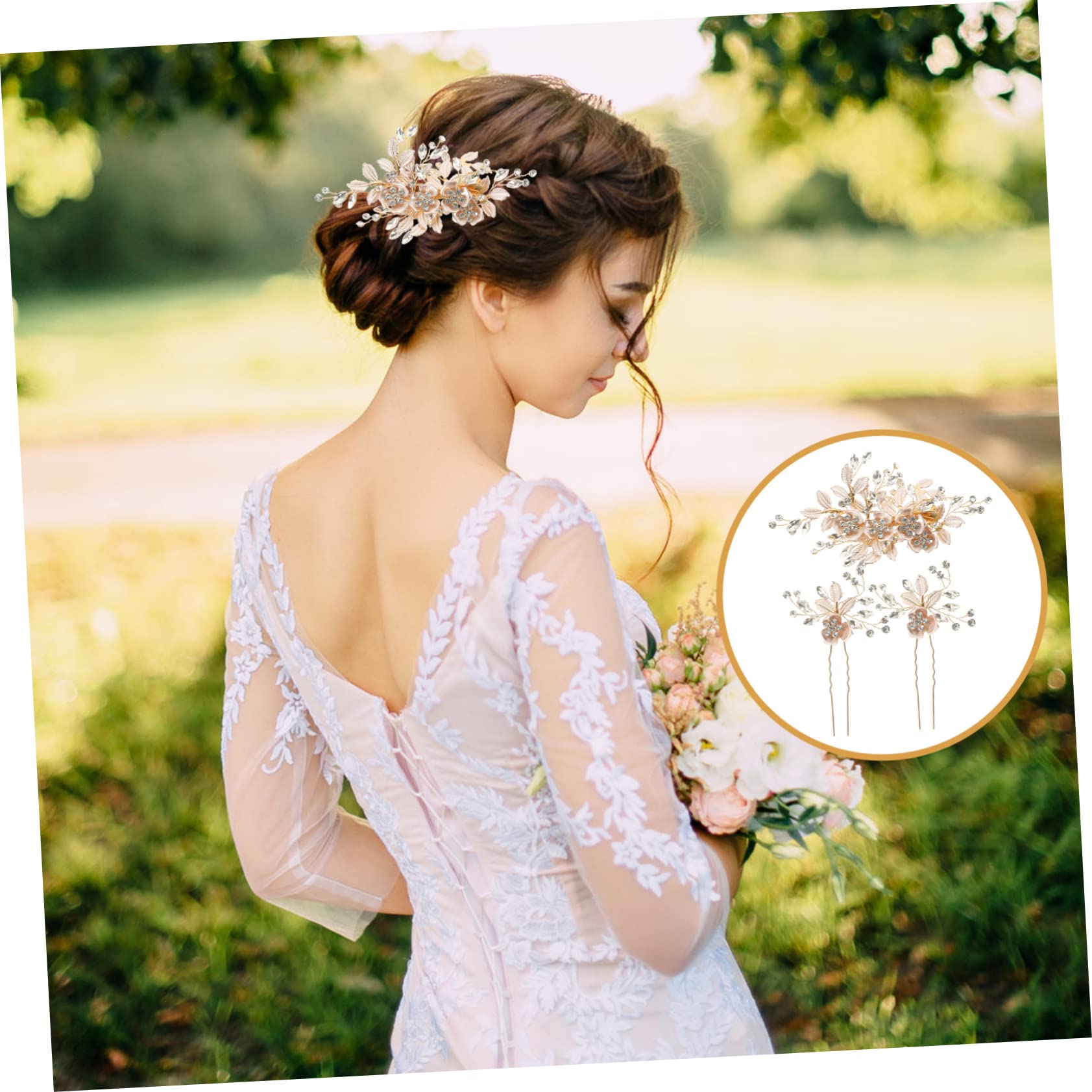 Abaodam 3sätze Brautschmuck Teiliges Mit Perlen-haarspangen Und Haarnadeln Für Hochzeiten Einzigartige Blumen-haarklammern Für Bräute Und Brautjungfern Eleganter Kopfschmuck Für