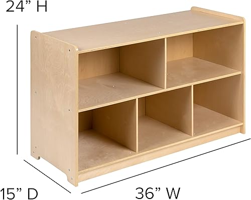 Miniatura 2 de Flash Furniture Hercules - Armario de madera de 5 secciones para el aula escolar para uso comercial o doméstico, seguro, diseño apto para niños, 24