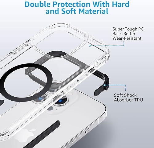 Miniatura 7 de Moupiro Funda magnética para iPhone 15 Pro Max compatible con MagSafe búfer de esquina Funda suave y rígida que no se amarillenta para iPhone 15 Pro